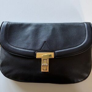 Pour La Victoire Black Leather Vernon Clutch Bag